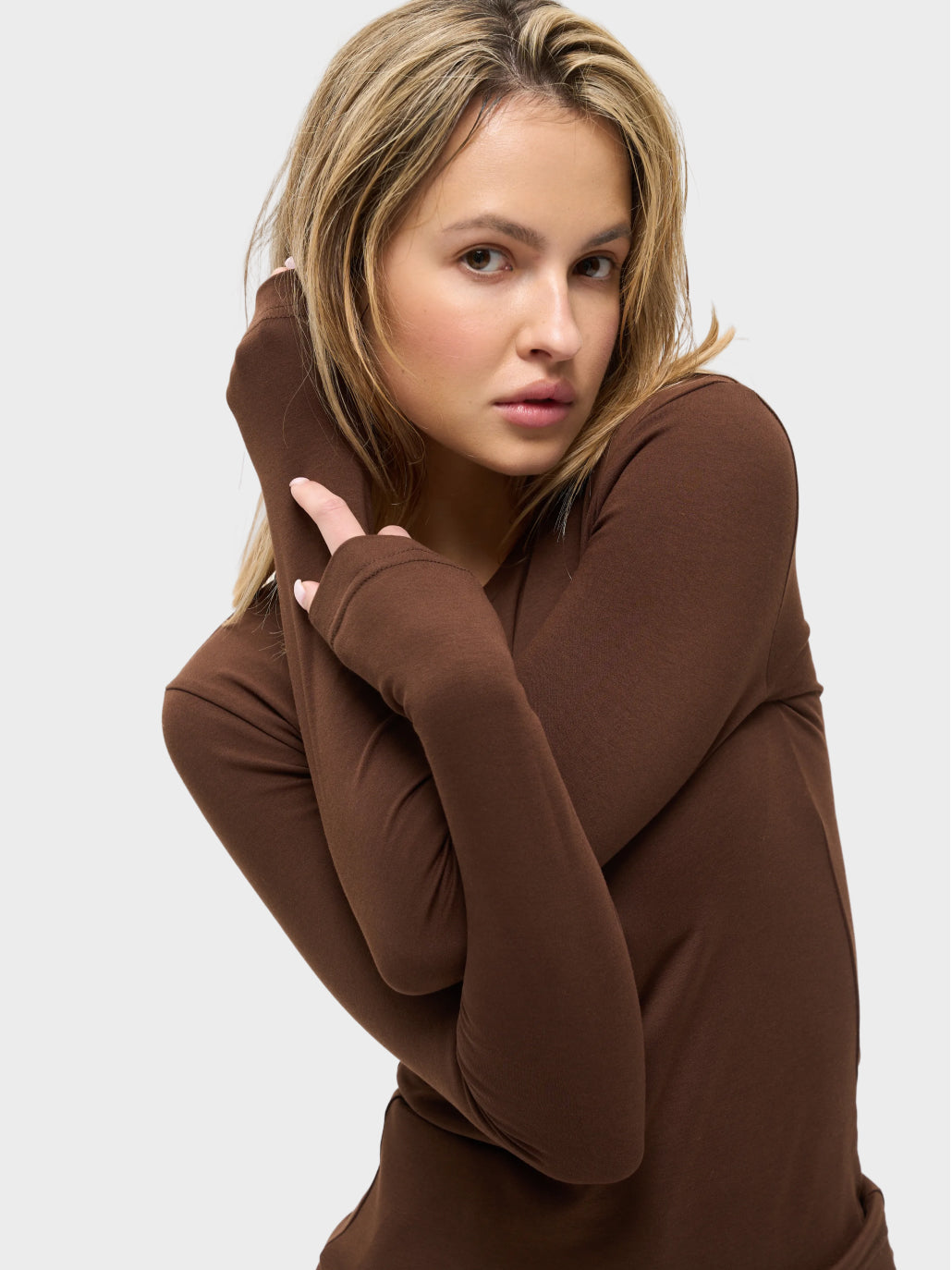 Лонгслів утеплений коричневий